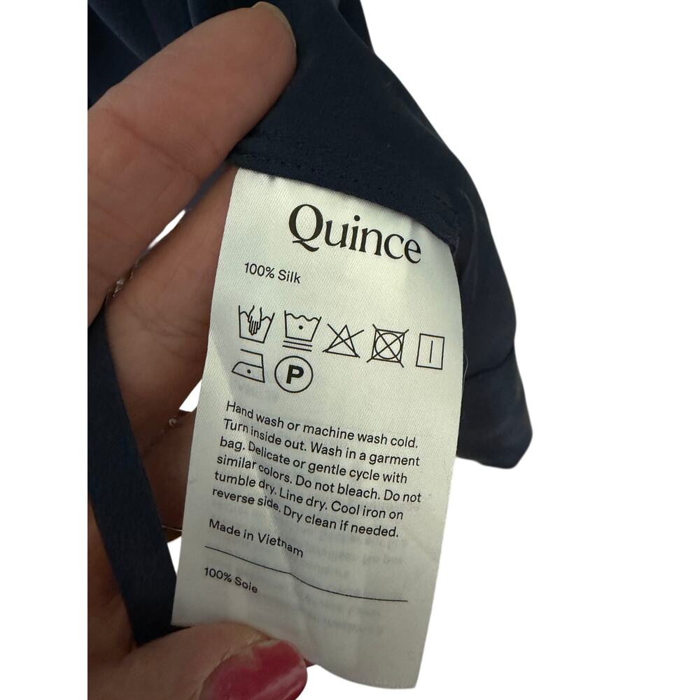 NWT Quince 100% Washable Silk Robe M Indigo Blue Kimono Belted Luxury Lounge - Picture 11 of 11